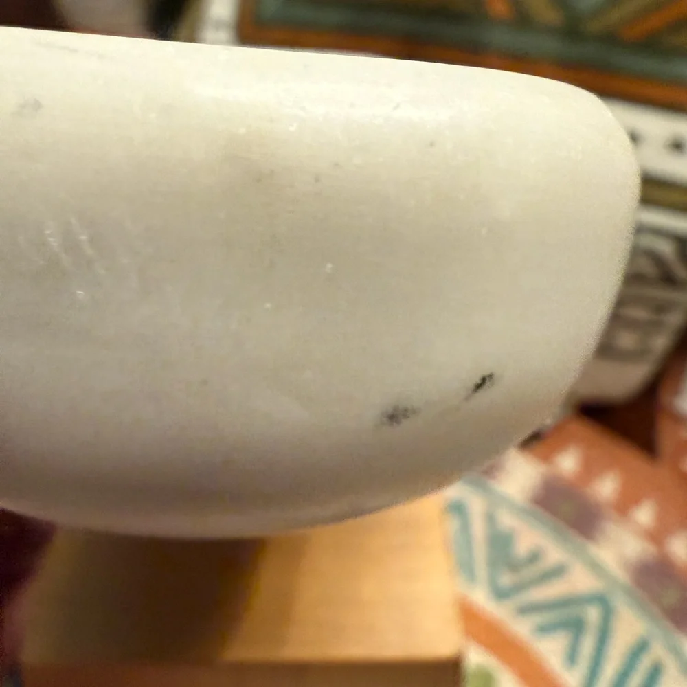 Crate&Barrel Wooden Base marble Lockhart bean sculpture